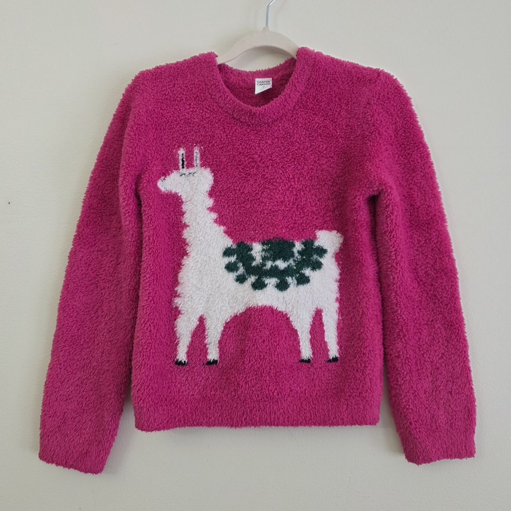 Harper Canyon Hot Pink Plush Llama Sweater
